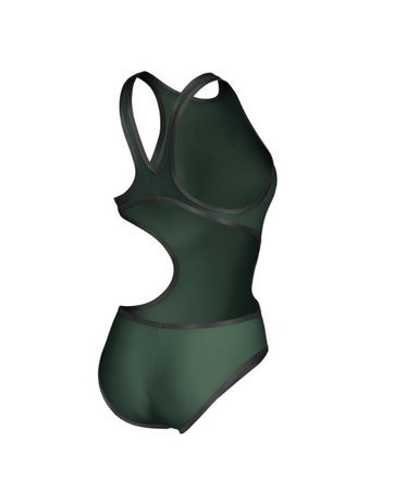 Strój kąpielowy damski jednoczęściowy na basen Arena Big Logo Dark Sage