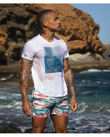 Szorty kąpielowe męskie Arena Men's Beach Boxer White Turquoise