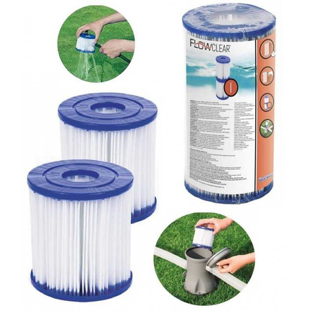 Zestaw dwóch filtrów do pompy filtrującej typu 1 Bestaway Flowclear Filter Cartridge
