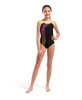 Dziewczęcy strój kąpielowy jednoczęściowy Arena Girl's Sound Track Swimsuit Swim P Black-Artic Lime