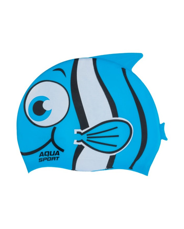 Czepek pływacki na basen dla dzieci Aqua-Sport Junior Fish Cap Blue White