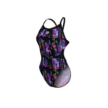 Strój kąpielowy damski Arena Women's Rose Texture Swimsuit X-Cross Back Multi Black