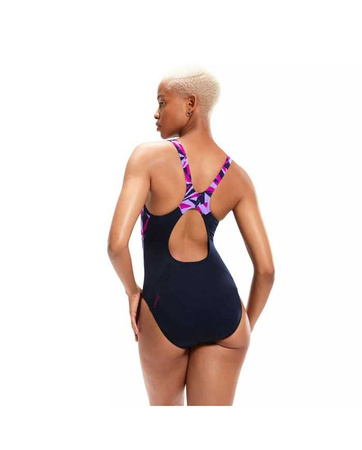 Strój kąpielowy damski Speedo Hyperboom Splice Muscleback Navy Berry Miami Lilac