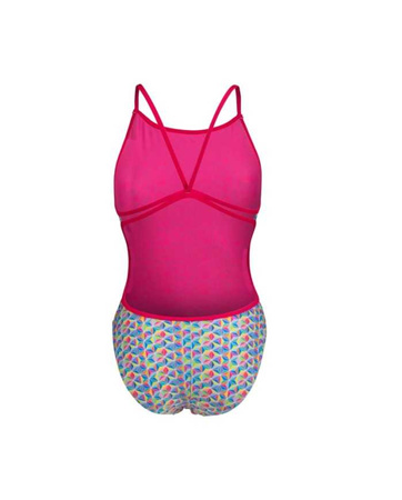 Strój kąpielowy damski Arena Women's Starfish Swimsuit Lace Back Freak Rose White Multi