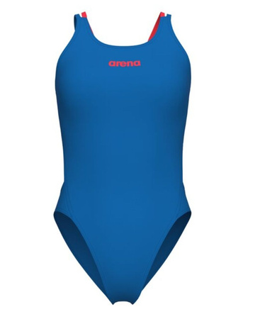 Strój kąpielowy damski Arena Women's Tech Multi Solid Blue River Bright Coral