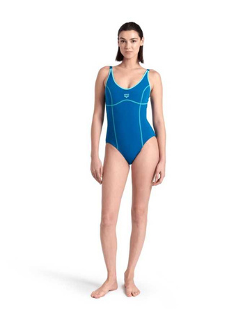 Strój kąpielowy damski Arena Women's Tania Clip Back One Piece Blue Cosmo Water