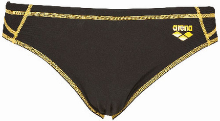 Kąpielówki slipy męskie Arena Men's Revo Mid Brief Black Lily Yellow