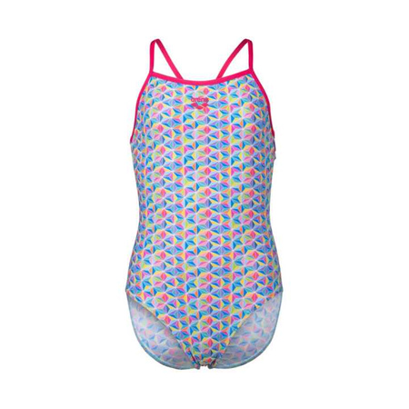 Strój kąpielowy dziewczęcy Arena Girl's Starfish Swimsuit Lightdrop Back Freak Rose White Multi