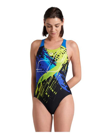 Strój kąpielowy damski Arena Women's Funny Spot V Back Black Multi Blue