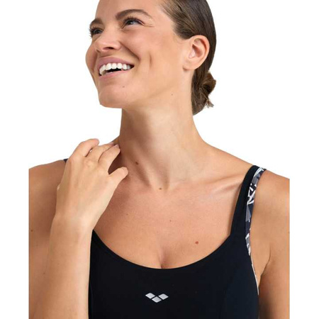 Strój kąpielowy damski Arena Women's Bodylift Francy Strap Back Black White Multi