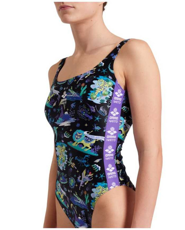 Strój kąpielowy damski Arena Women's Naito Fun Planet U Back Black Multi
