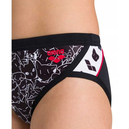 Slipy kąpielowe chłopięce Arena Boy's Kitties Brief Junior Black White