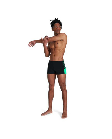 Kąpielówki bokserki męskie Speedo Boom Logo Splice Black Fake Green