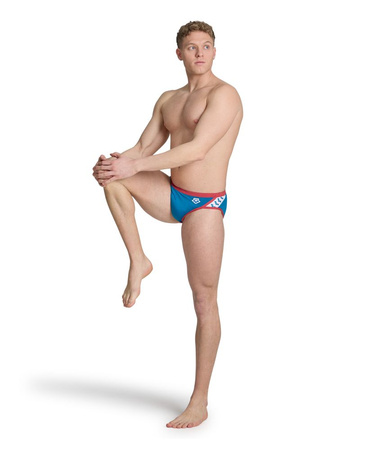 Kąpielówki slipy męskie Arena Men's Icons Briefs Solid Blue Cosmo Astro Red