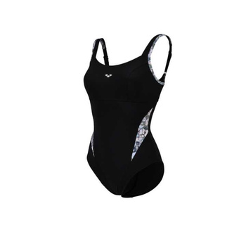 Strój kąpielowy damski Arena Women's Bodylift Chiara Strap Back Panel Black Turquoise Multi