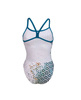 Strój kąpielowy damski Arena Women's Planet Water Swimsuit Challenge Back Blue Cosmo White Multi