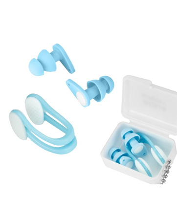 Zestaw akcesoriów pływackich Aqua-Sport zatyczki do uszu i klips na nos Aqua Calm Blue