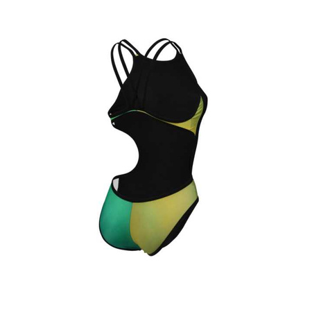 Strój kąpielowy damski Arena Women's One Double Cross Back Black Blue Cosmo Soft Green Multi