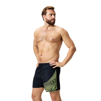 Szorty kąpielówki męskie Speedo Medley Logo 16" Watershort Am Black/Hyper Yellow