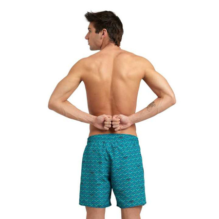 Spodenki szorty męskie Arena Men's Beach Boxer Allover Green Lake Logo