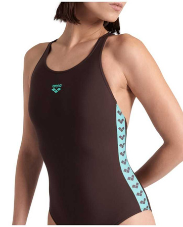 Strój kąpielowy damski Arena Women's Icons Swimsuit Racer Back Solid Sepia Water