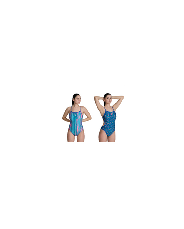 Strój kąpielowy damski Arena Women's Reversible Swimsuit Challenge Back Royal Multi