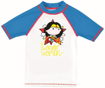 Koszulka dziewczęca Arena Girl's Wonder Woman UV S/S Tee White Sea Blue