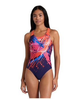 Strój kąpielowy damski Arena Women's Funny Spot V Back Navy Multi Calypso Coral