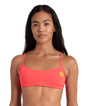 Góra od stroju kąpielowego Arena Women's Bandeau Play Bright Coral Yellow Star