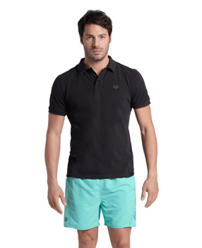 Koszulka T-shirt męski Arena Men's Poloshirt Solid Cotton Piquet Black Asphalt