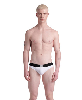 Kąpielówki slipy męskie Arena Men's Bicolore Elastic Brief White Black