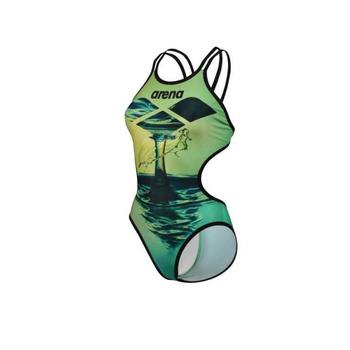 Strój kąpielowy damski Arena Women's One Double Cross Back Black Blue Cosmo Soft Green Multi