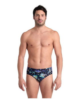 Kąpielówki slipy męskie Arena Men's Briefs Fun Planet Black Multi