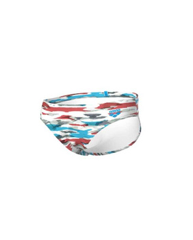 Kąpielówki slipy męskie Arena Men's Briefs Allover White Turquoise Multi