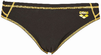 Kąpielówki slipy męskie Arena Men's Revo Mid Brief Black Lily Yellow