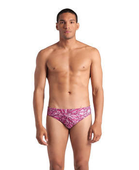 Kąpielówki męskie slipy Arena Men's Pink Dahlia Swim Briefs Shocking Pink Multi