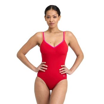 Strój kąpielowy damski Arena Women's Bodylift Elisabetta U Back Red Peonia Red Rose Violet