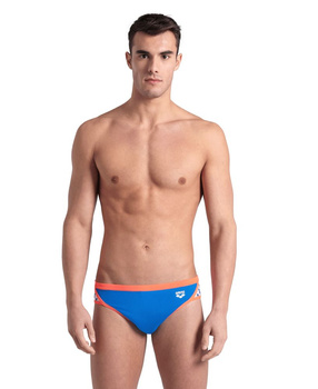 Kąpielówki slipy męskie Arena Men's Icons Briefs Solid Blue River Bright Coral