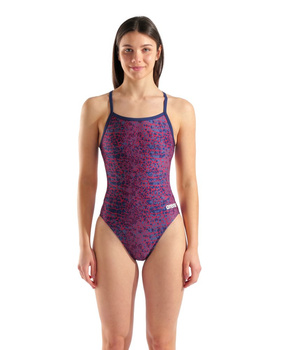 Strój kąpielowy damski Arena Women's Snakeskin Swimsuit Challenge Back Navy Team Red White Blue