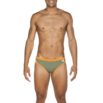 Kąpielówki slipy męskie Arena Men's Team Stripe Brief Army Tangerine