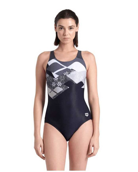 Strój kąpielowy damski Arena Women's Logo Kikko Control Pro Black Asphalt White Multi