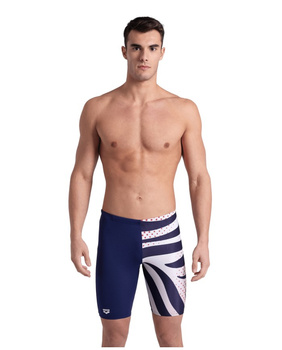 Kąpielówki męskie Arena Men's Multi Stripes Swim Jammer Navy White Multi