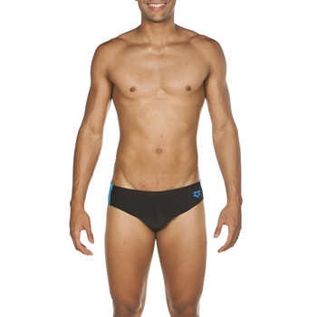 Kąpielówki slipy męskie Arena Men's Ren Brief Black Pix Blue Turquoise