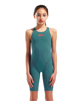 Strój startowy dziewczęcy Arena Girl's Junior Powerskin Impulso Limited Edition Open Back Biscay Bay-Cherry