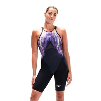 Strój startowy damski Speedo LZR Valor Kneeskin Open Back Afture Navy Miami Lilac
