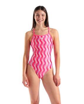 Strój kąpielowy damski Arena Women's Ripple Print Swimsuit Lightdrop Multi Pink-Shocking Pink