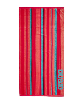 Ręcznik kąpielowy plażowy Arena Beach Towel Multistripes II Fluo Red Water Calypso Coral