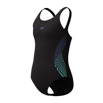 Strój kąpielowy dla dziewczynki Speedo Placement Muscleback Black Green