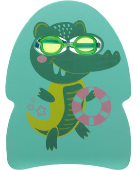 Deska i okularki do pływania treningowe na basen dla dzieci Crocodile Green