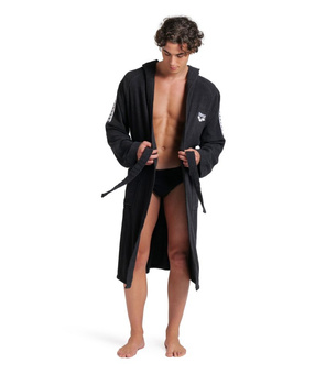 Szlafrok kąpielowy unisex Arena Team Stripe Robe Black White